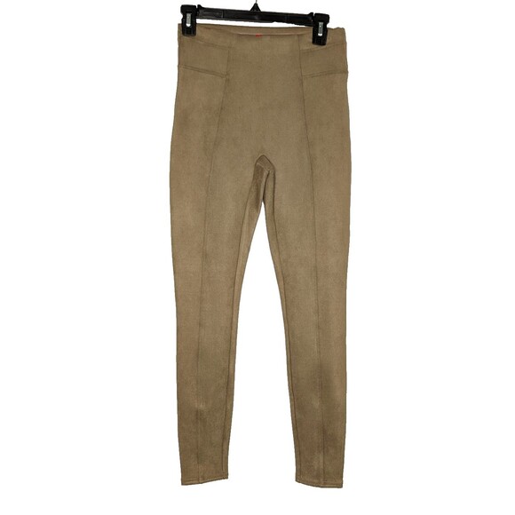Spanx Women's Size Small Rich Caramel Brown Faux Suede Full Length Leggings - Picture 2 of 5